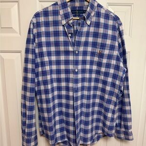Ralph Lauren Men's Blue Plaid Button Down Shirt